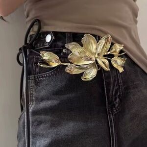 Zara 3D Flower Gold Metal & Cordon Belt One Size Fit All